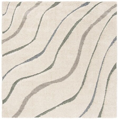 Safavieh 6 ft. 7 in. x 6 ft. 7 in. Contemporary Shag Power Loomed Area Rug Cream & Light Blue SG472-1160-7SQ